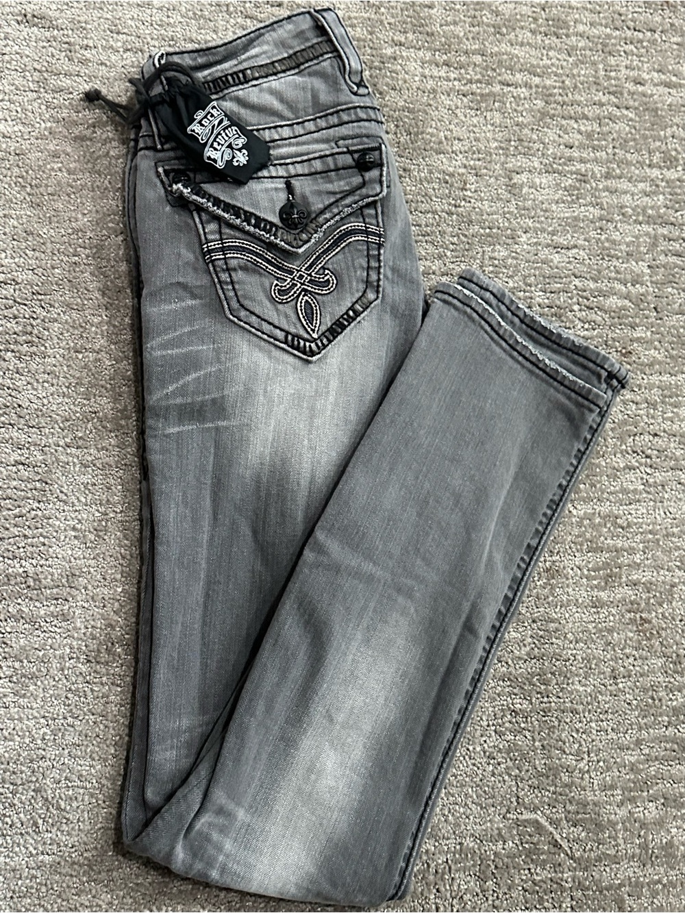 Rock Revival grey straight leg jeans NWOT